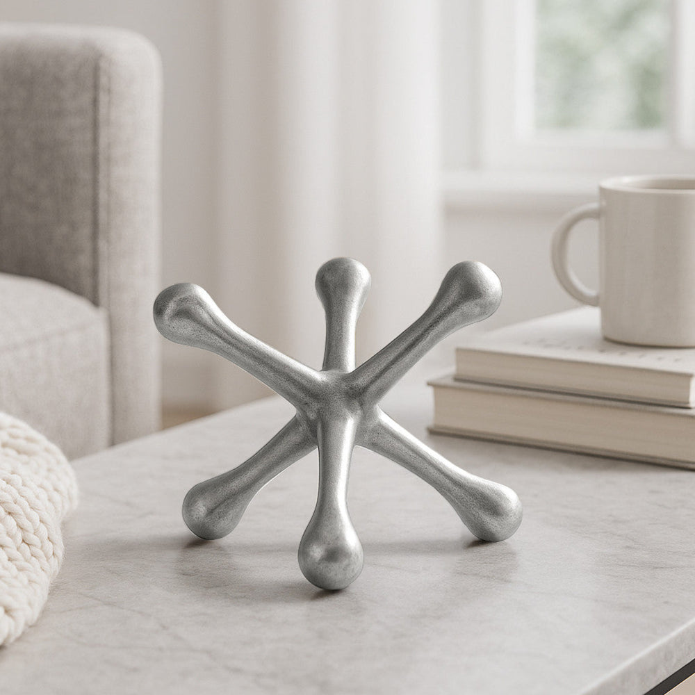 
                      
                        Metal Decorative Jack Sculpture in Silver, 8"
                      
                    