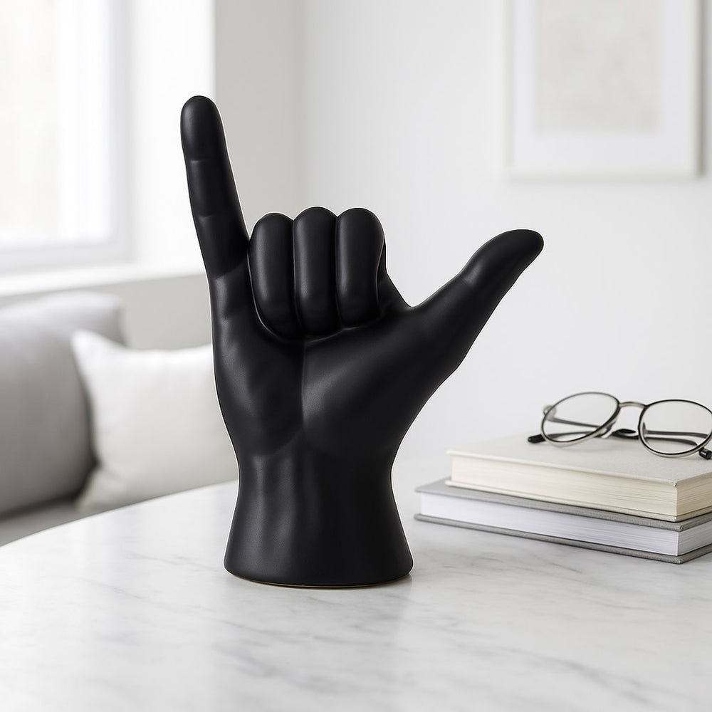 
                      
                        Hang Loose Hand Sculpture in Matte Black, 7"
                      
                    