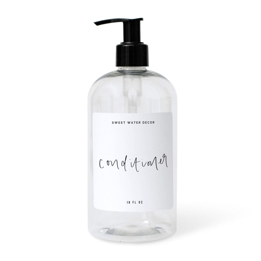 Sweet Water Decor 16oz Clear Plastic Conditioner Dispenser - White Label - lily & onyx