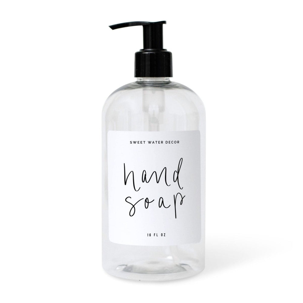 Sweet Water Decor 16oz Clear Plastic Hand Soap Dispenser - White Label - lily & onyx