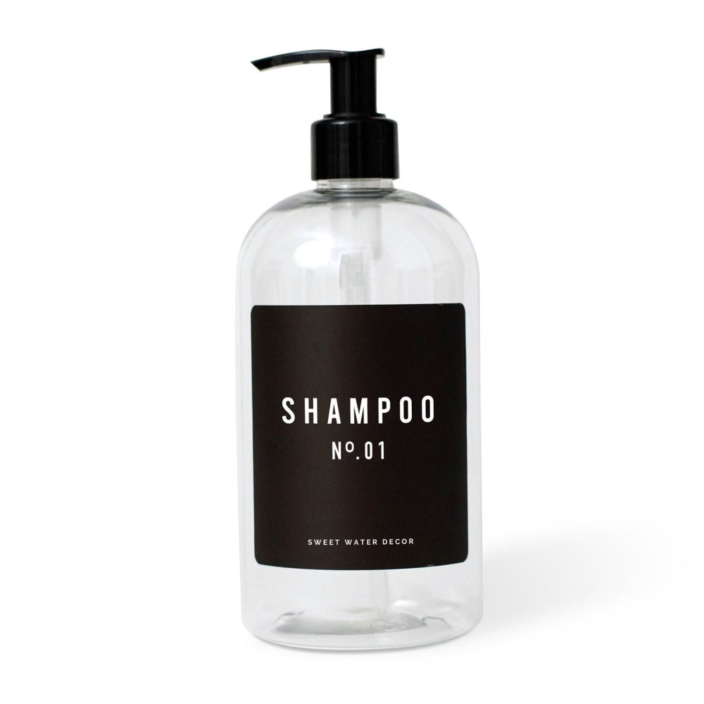 Sweet Water Decor 16oz Clear Plastic Shampoo Dispenser - Black Label - lily & onyx