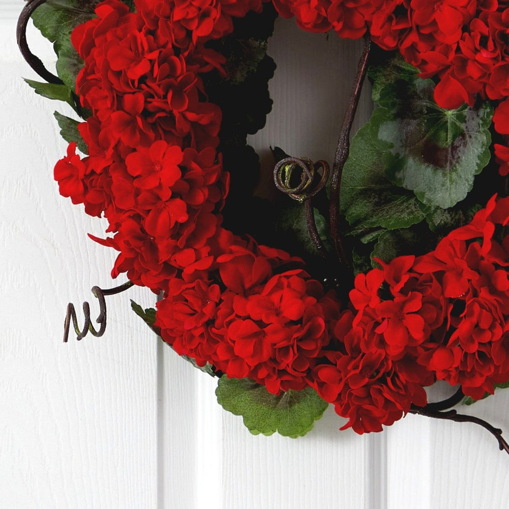 Nearly Natural 17” Geranium Wreath - lily & onyx