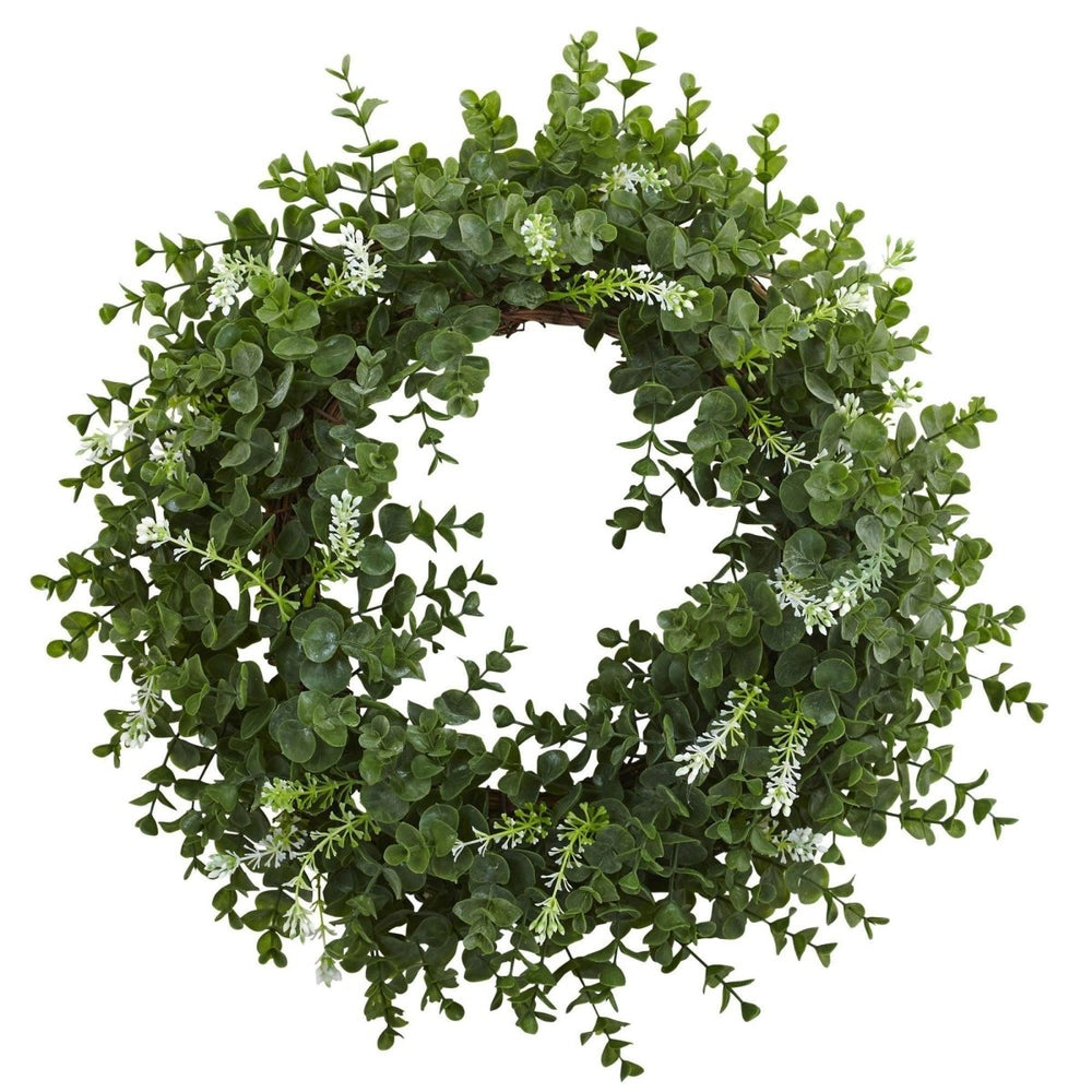 
                      
                        Nearly Natural 18” Eucalyptus Double Ring Wreath with Twig Base - lily & onyx
                      
                    