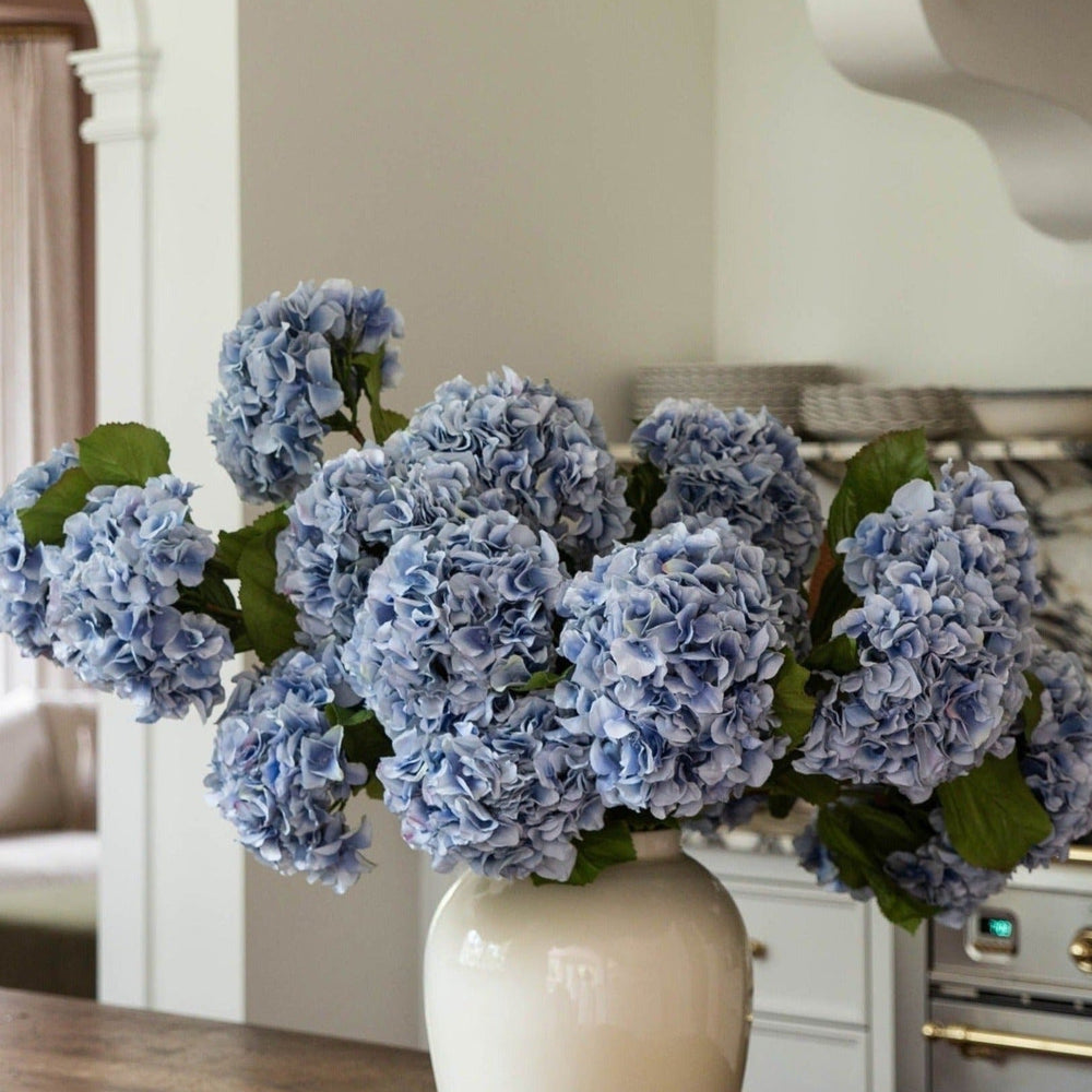 Tall Powder Blue Faux Hydrangea Flower - 45"