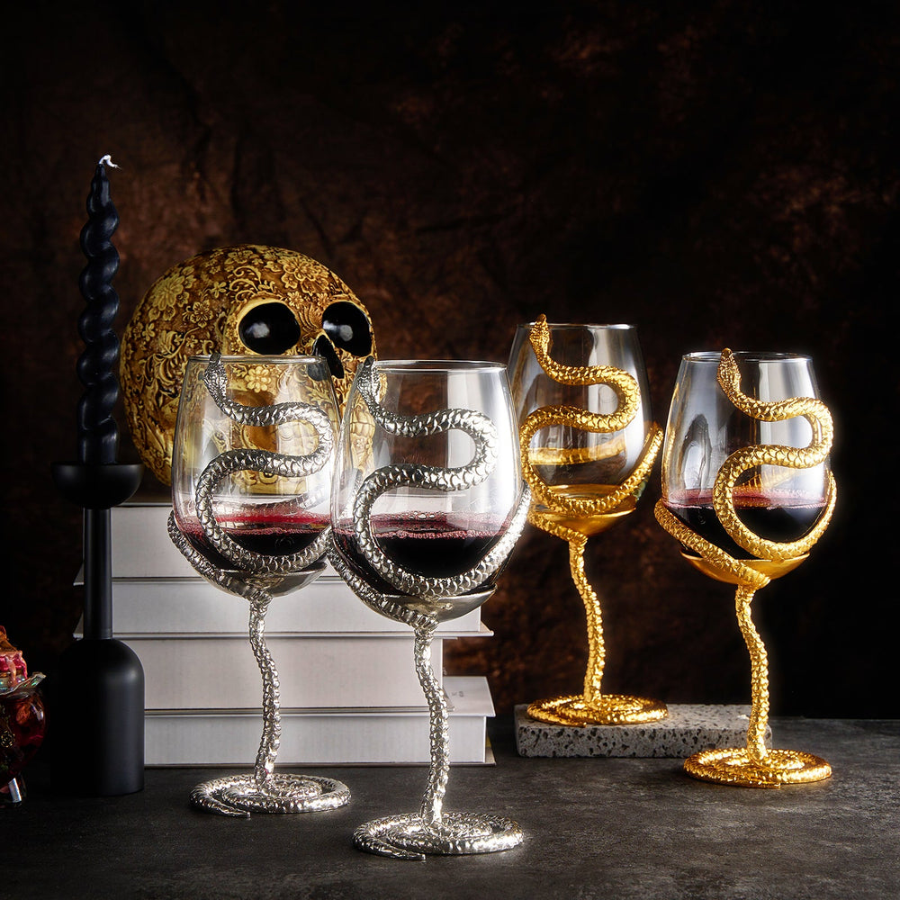 
                      
                        Silver Stemmed Snake Wine Glass, Set of 2 - 19oz
                      
                    