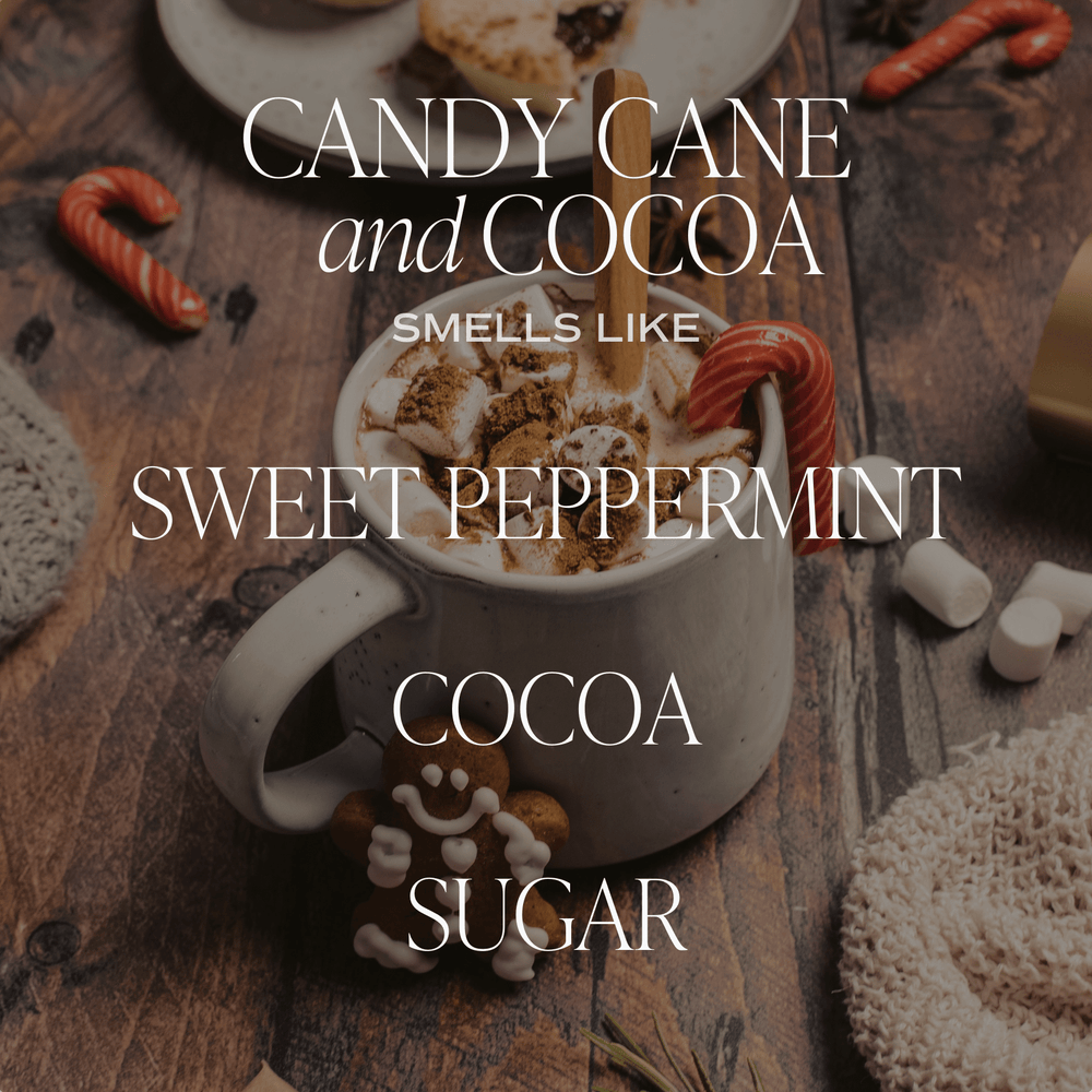 
                      
                        Candy Cane and Cocoa Soy Candle - Clear Jar - 9 oz
                      
                    