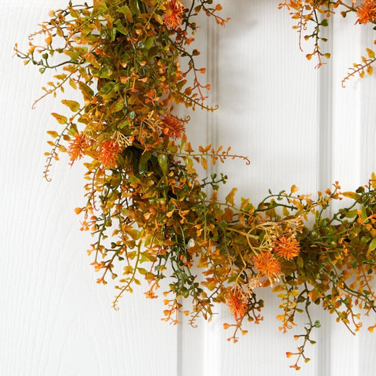 Nearly Natural 21” Autumn Fern Artificial Wreath - lily & onyx