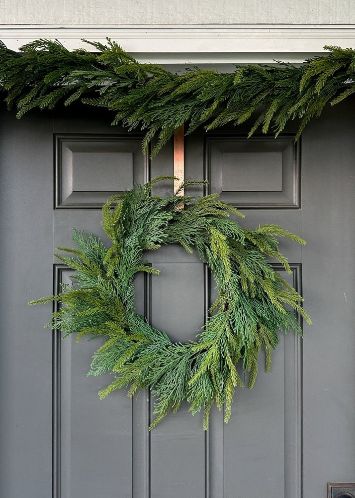 
                      
                        Afloral 21" UV Treated Faux Indoor/Covered Outdoor Cedar Wreath - lily & onyx
                      
                    