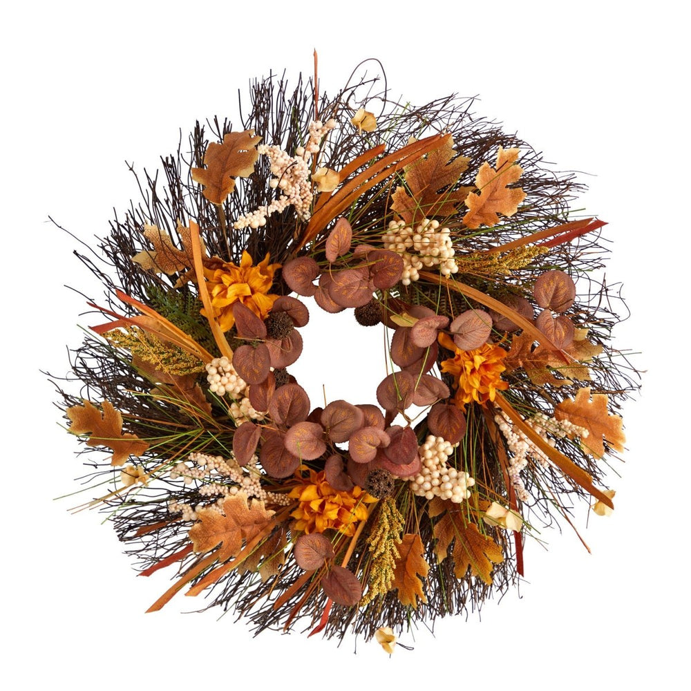 
                      
                        Nearly Natural 22” Autumn Dahlia and Berries Artificial Fall Wreath - lily & onyx
                      
                    