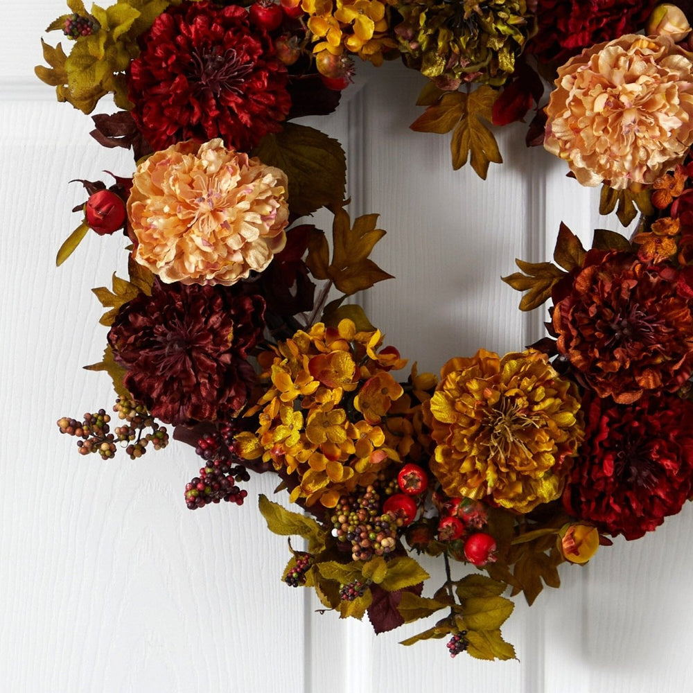 
                      
                        Nearly Natural 22" Autumn Hydrangea Peony Wreath - lily & onyx
                      
                    