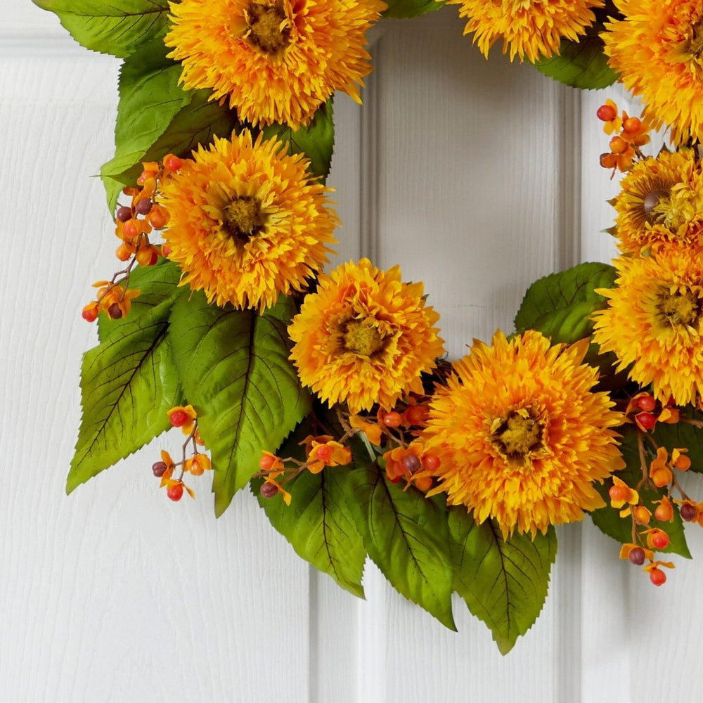 Nearly Natural 22" Golden Sunflower Wreath - lily & onyx