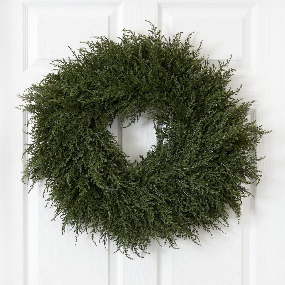 Nearly Natural 24” Cedar Wreath - lily & onyx