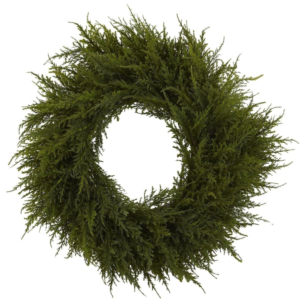 
                      
                        Nearly Natural 24” Cedar Wreath - lily & onyx
                      
                    