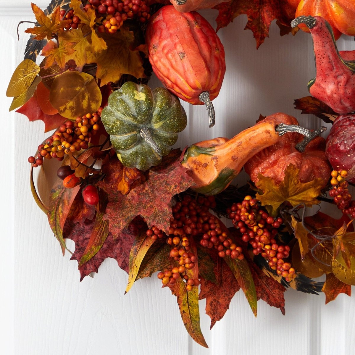 Nearly Natural 24" Pumpkin & Berry Wreath - lily & onyx