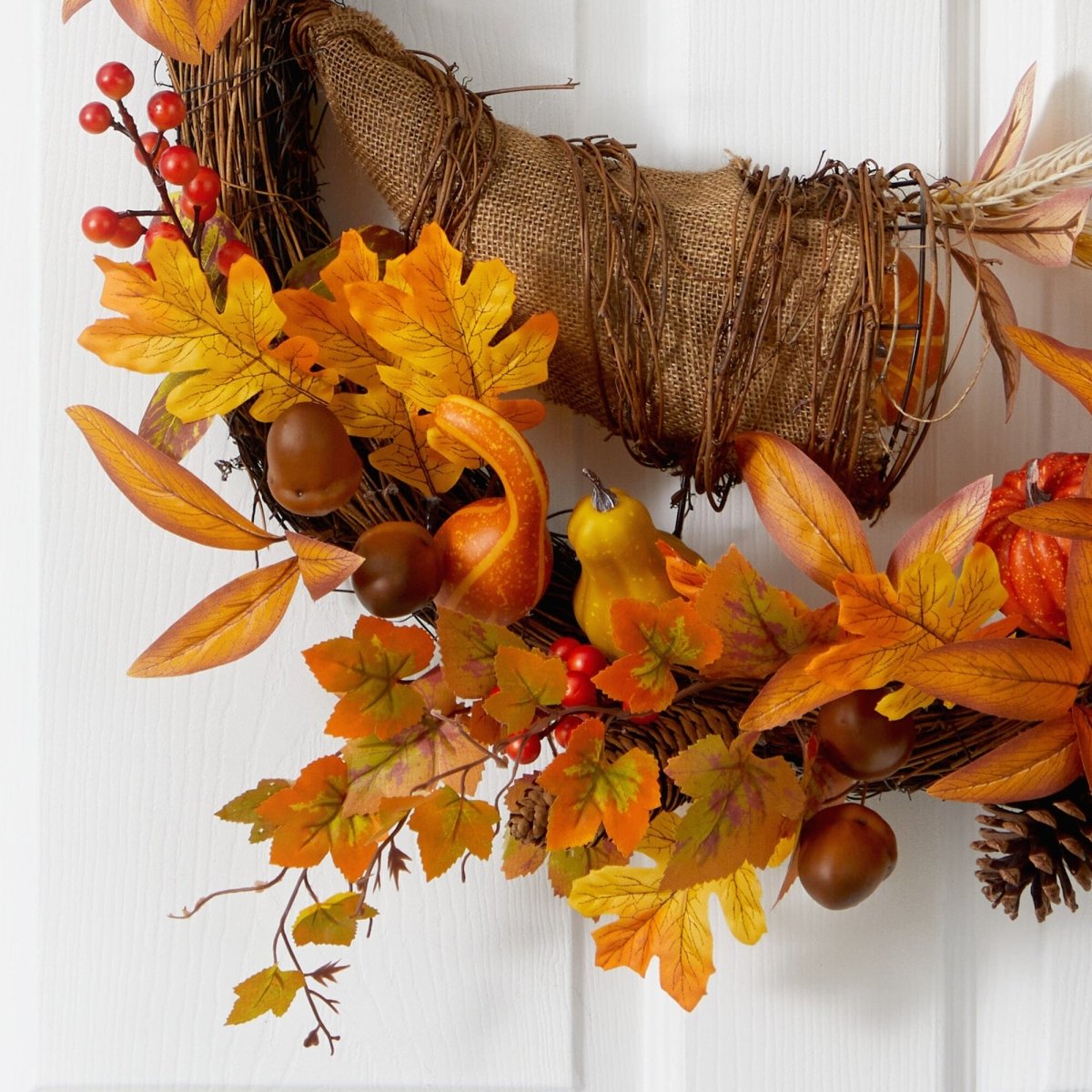 Nearly Natural 26” Autumn Artificial Cornucopia Fall Wreath - lily & onyx