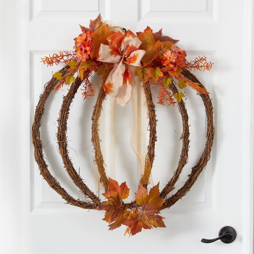 Nearly Natural 26” Autumn Pumpkin Artificial Vine Fall Wreath - lily & onyx