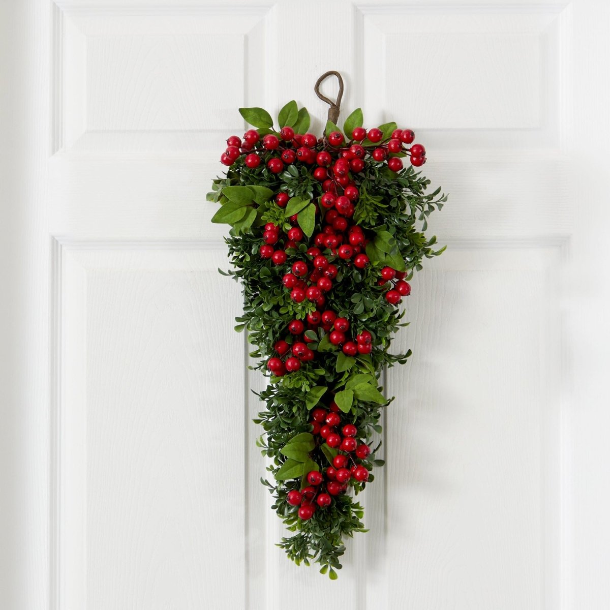 Nearly Natural 26” Berry Boxwood Teardrop Swag Garland - lily & onyx