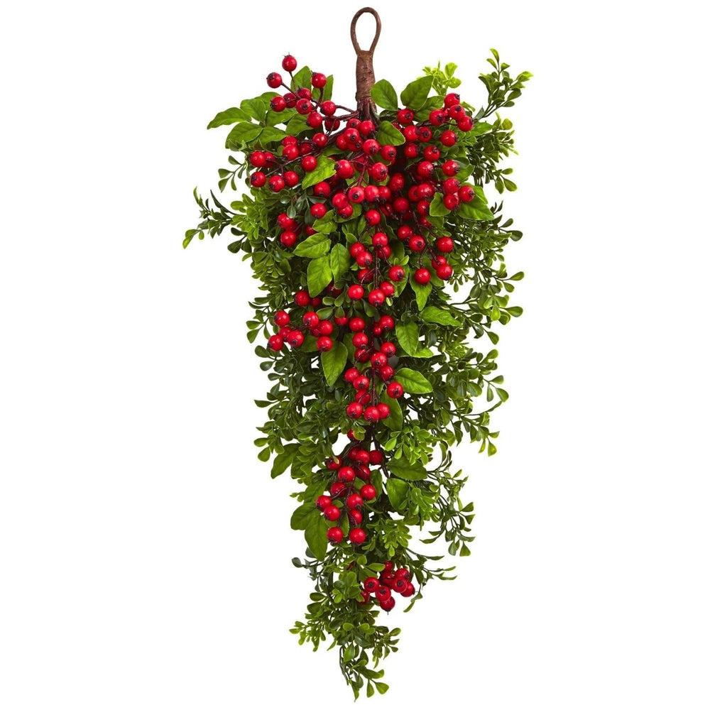 
                      
                        Nearly Natural 26” Berry Boxwood Teardrop Swag Garland - lily & onyx
                      
                    