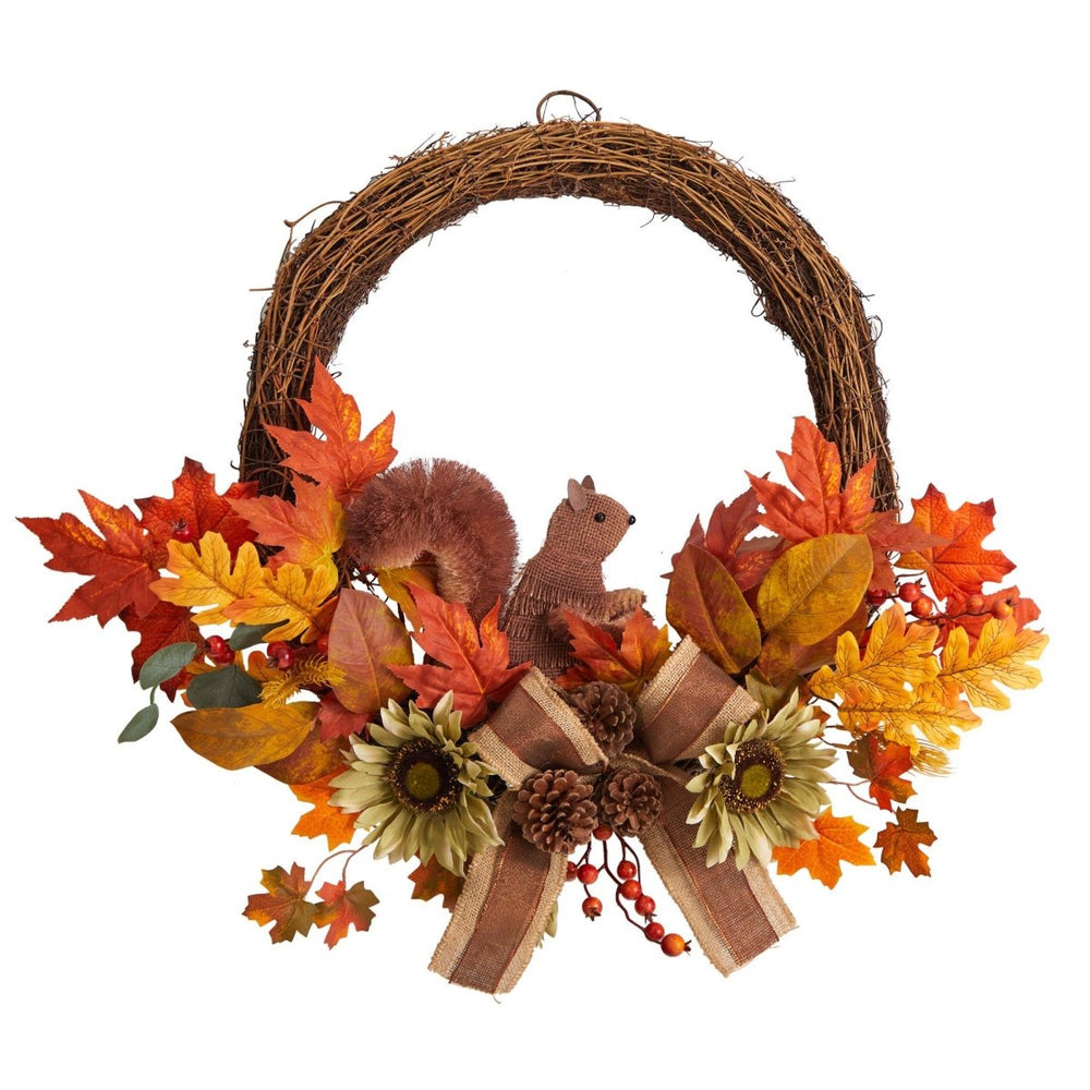 
                      
                        Nearly Natural 26” Fall Harvest Artificial Autumn Wreath with Twig Base and Squirrel - lily & onyx
                      
                    