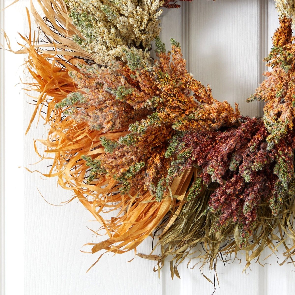Nearly Natural 26” Fall Sorghum Harvest Autumn Artificial Wreath - lily & onyx