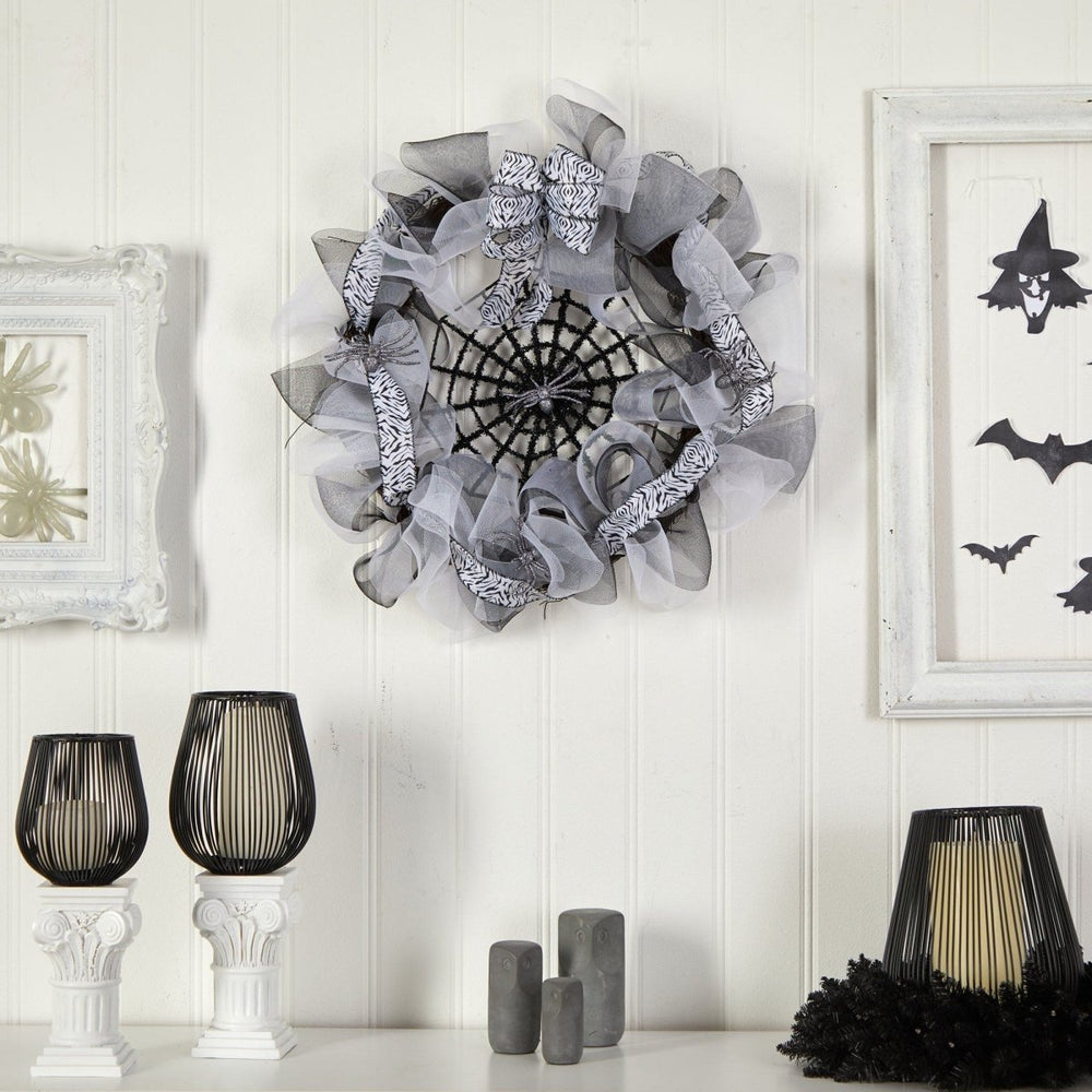 
                      
                        Nearly Natural 26” Halloween Spider Web Mesh Wreath - lily & onyx
                      
                    