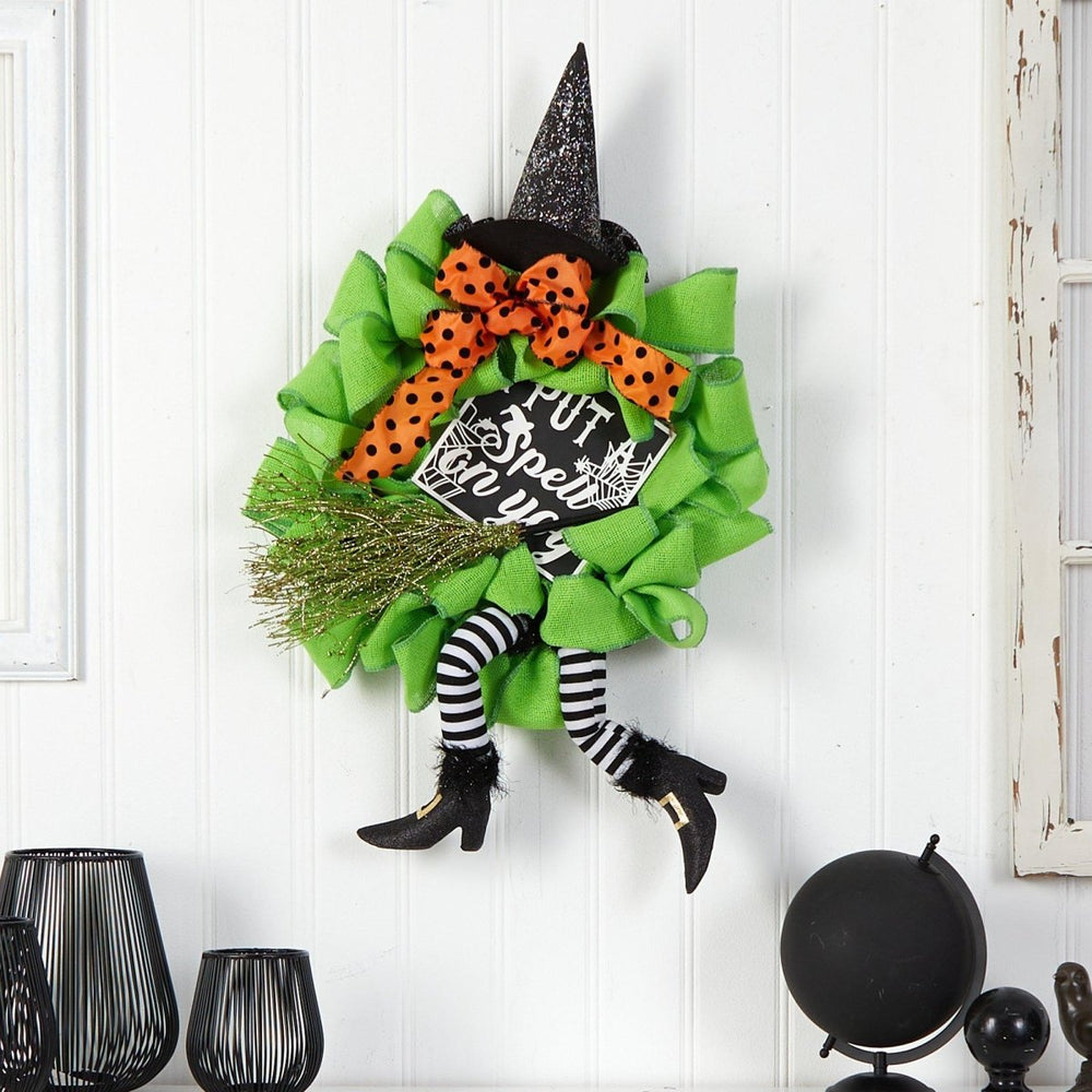 
                      
                        Nearly Natural 26" Halloween Witch Broom and Hat Mesh Wreath - lily & onyx
                      
                    