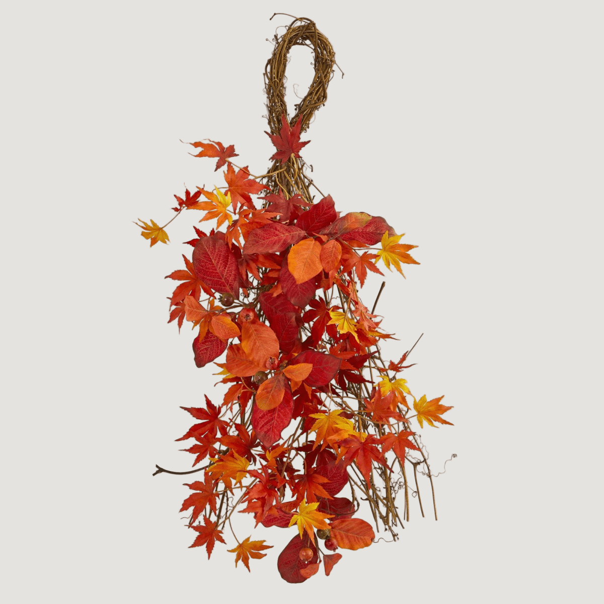 Nearly Natural 26” Mixed Japanese Maple, Magnolia Leaf and Berries Artificial Teardrop Swag Garland - lily & onyx