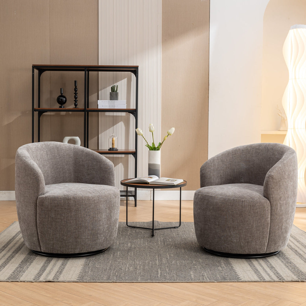 
                      
                        Chenille Swivel Accent Barrel Armchair, Gray
                      
                    