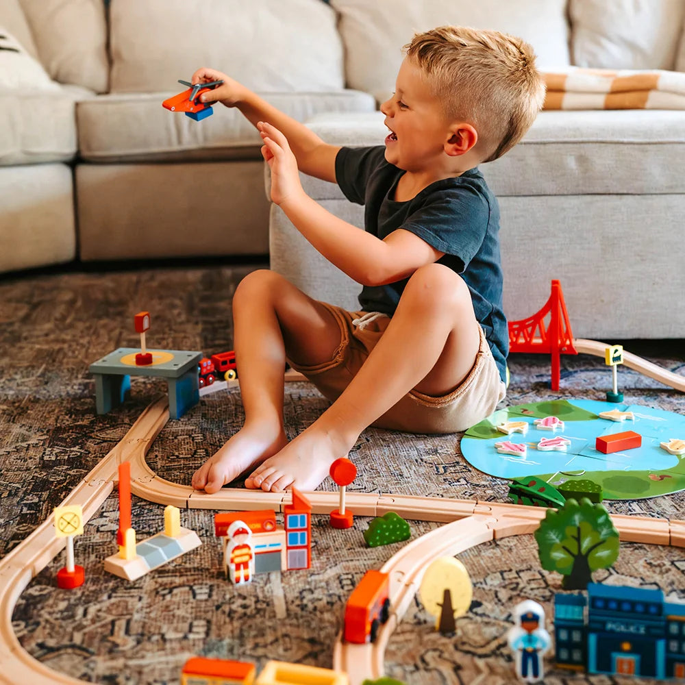 
                      
                        Tiny Land® Wooden Train Set, 110 Pcs
                      
                    