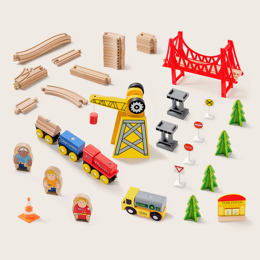 
                      
                        Tiny Land® Wooden Train Set, 55 Pcs
                      
                    