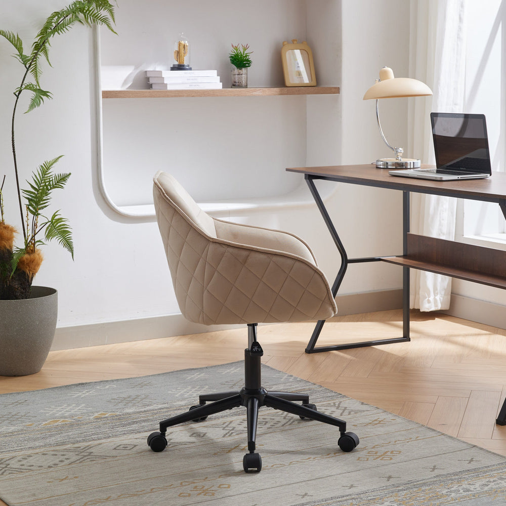 
                      
                        Light Camel Quilted Velvet Office Desk Chair
                      
                    