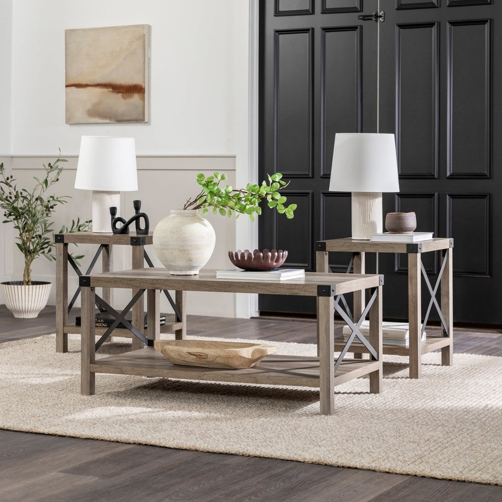 Walker Edison 3-Piece Barndoor Accent Table Set - lily & onyx