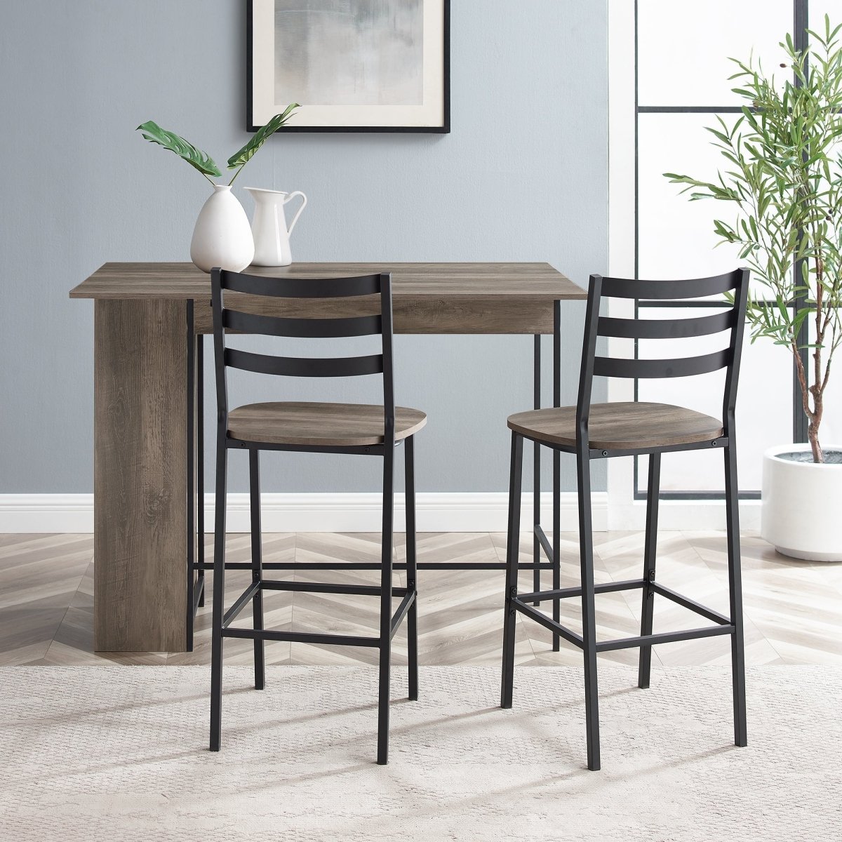 Walker Edison 3-Piece Drop Leaf Counter Table Set - lily & onyx