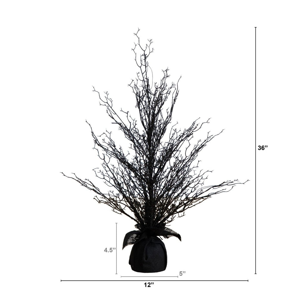 
                      
                        Nearly Natural 3’ Pre - Lit Halloween Black Twig Artificial Fall Tree in Burlap Planter with 52 Warm White LED Lights - lily & onyx
                      
                    