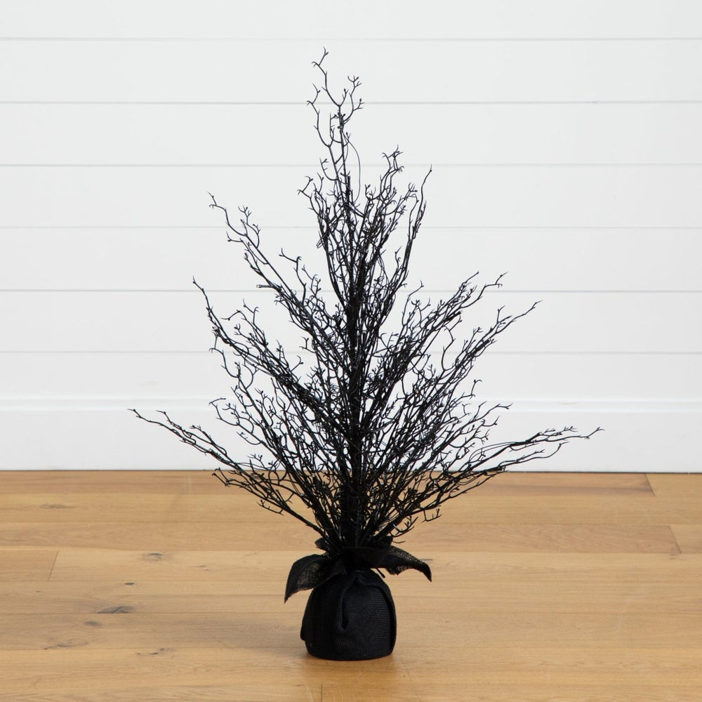 
                      
                        Nearly Natural 3’ Pre - Lit Halloween Black Twig Artificial Fall Tree in Burlap Planter with 52 Warm White LED Lights - lily & onyx
                      
                    