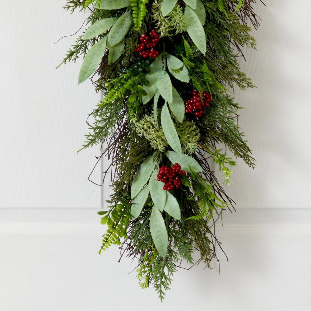 Nearly Natural 30” Cedar and Berry Artificial Christmas Swag Garland - lily & onyx