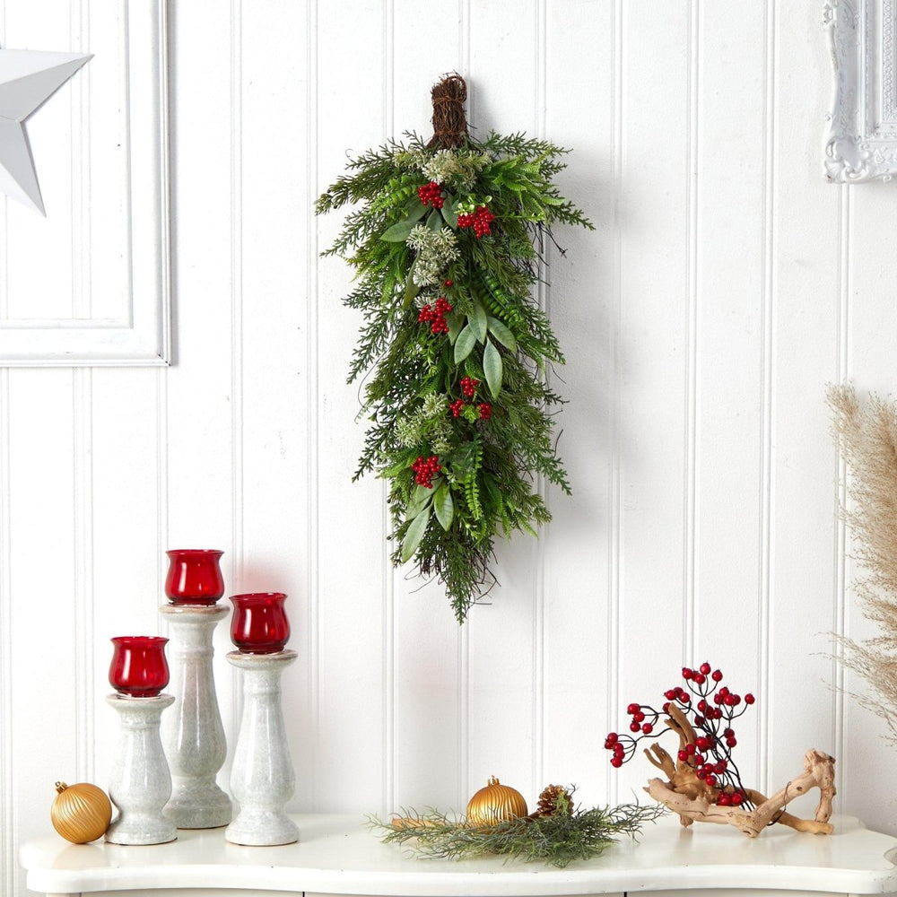 
                      
                        Nearly Natural 30” Cedar and Berry Artificial Christmas Swag Garland - lily & onyx
                      
                    