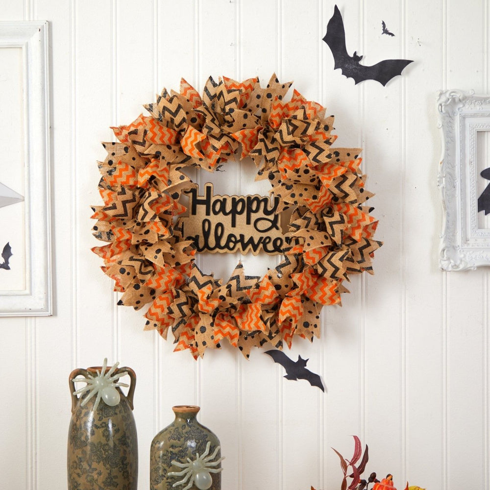 
                      
                        Nearly Natural 30” Halloween Burlap Ribbon Wreath - lily & onyx
                      
                    