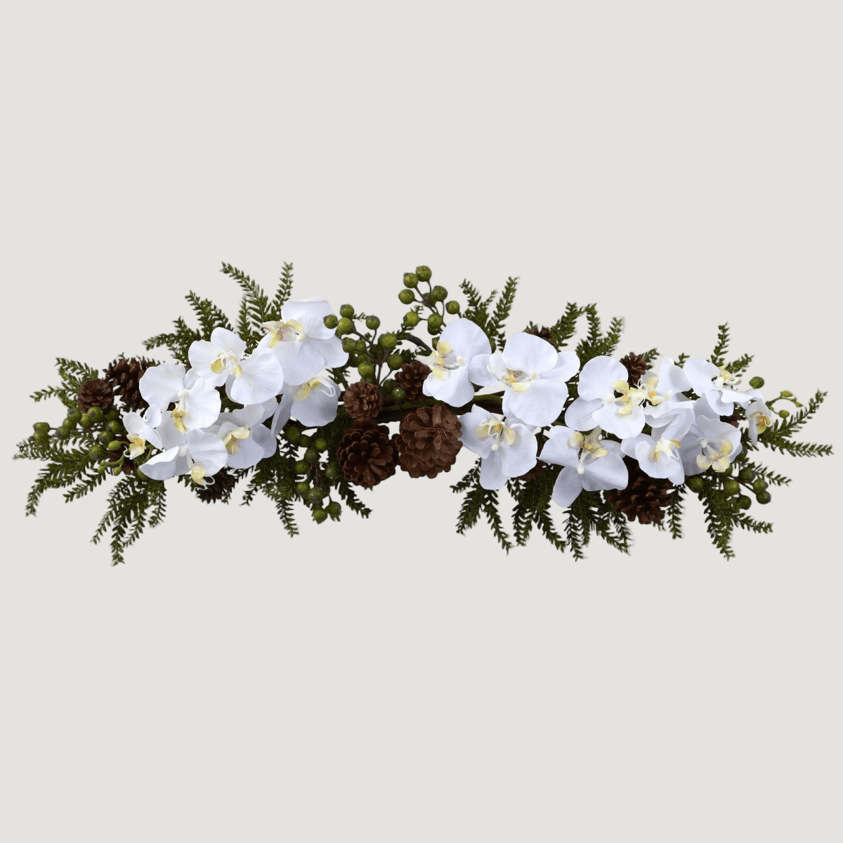 Nearly Natural 30” Phalaenopsis Orchid & Pine Swag Garland - lily & onyx