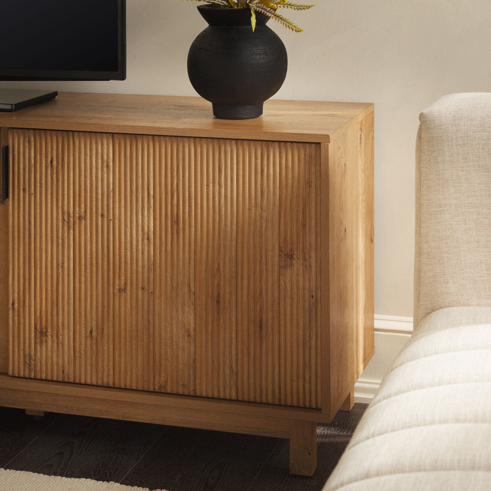
                      
                        Reema Scandinavian 70" Modern Reeded TV Stand with Freestanding Electric Fireplace
                      
                    