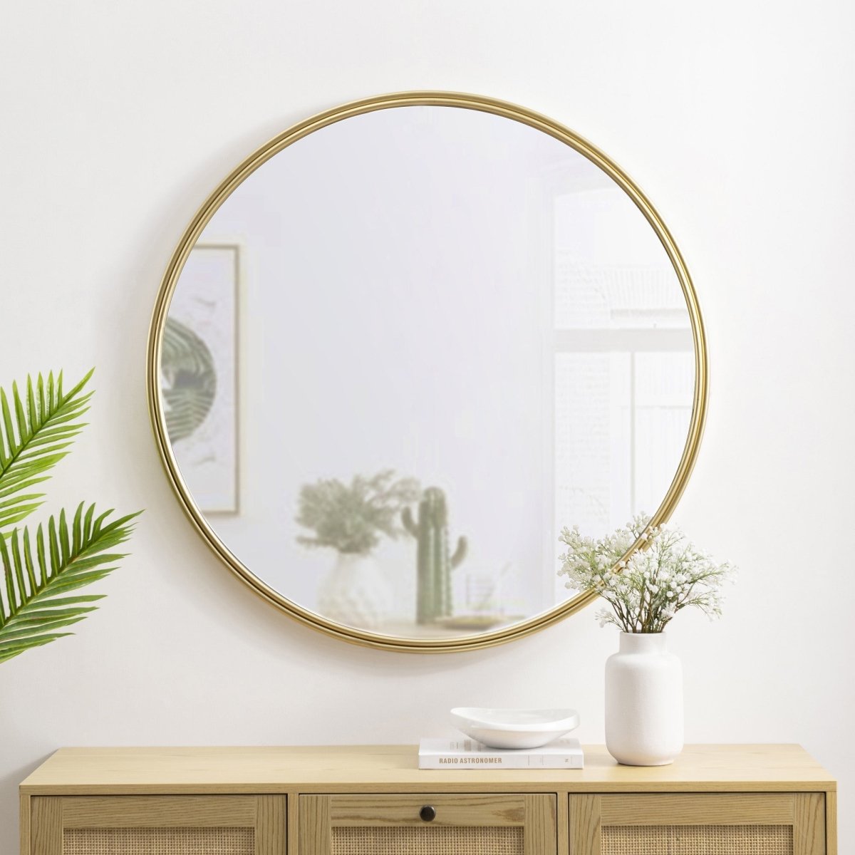 Walker Edison 36" Double Ribbed Frame Mirror - lily & onyx