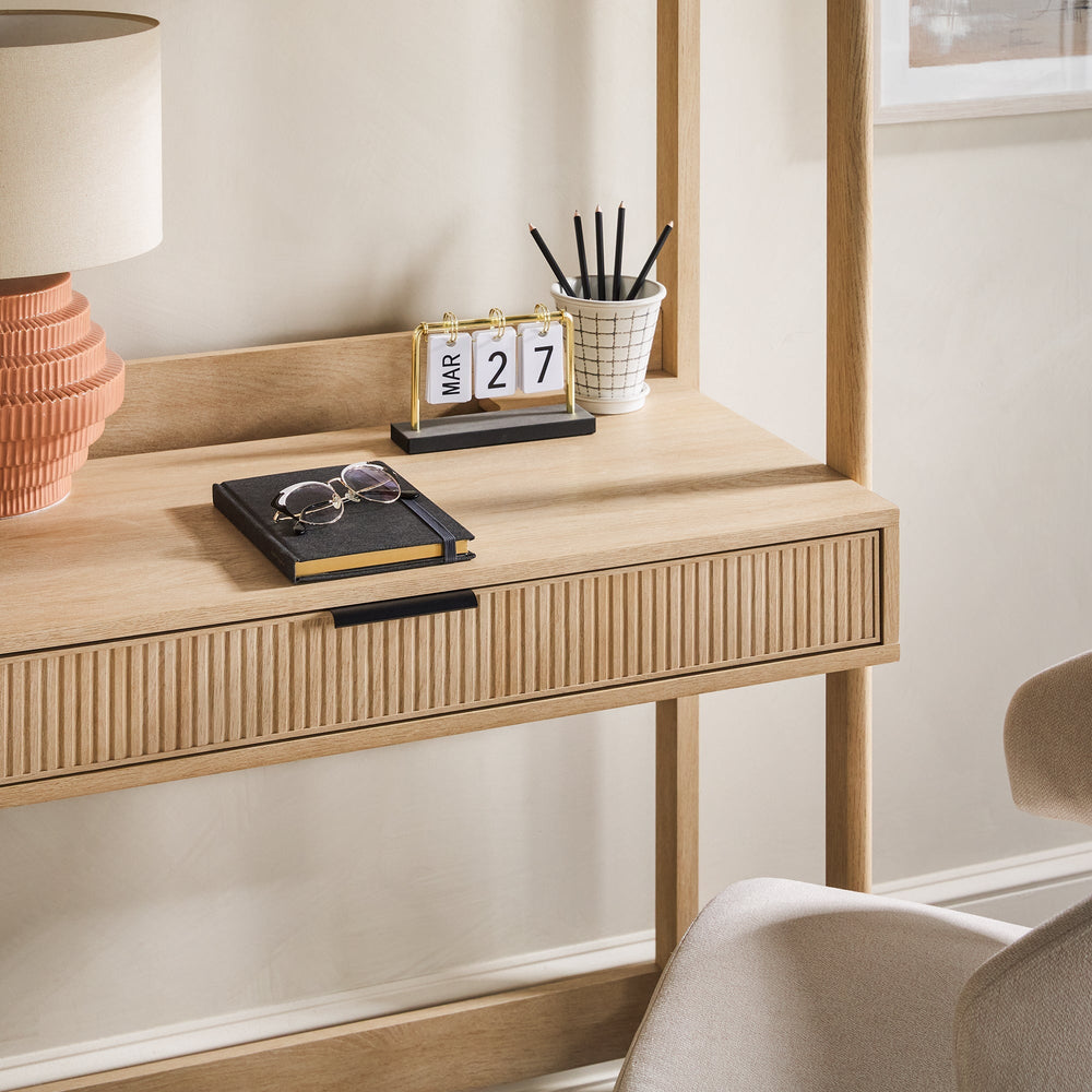 
                      
                        Holmes Modern Scandinavian Reeded Writing Desk with USB
                      
                    