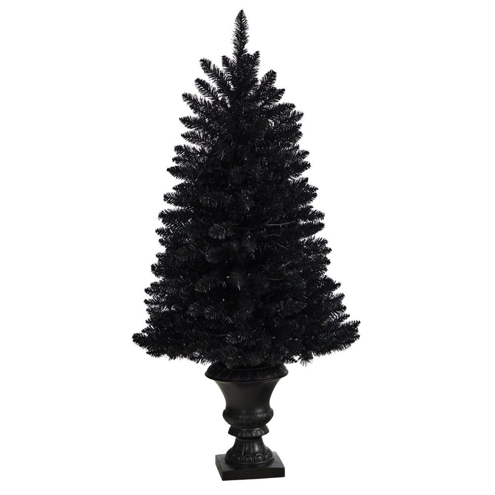 
                      
                        Nearly Natural 4’ Black Halloween Artificial Christmas Tree in Urn with 100 Orange LED Lights - lily & onyx
                      
                    