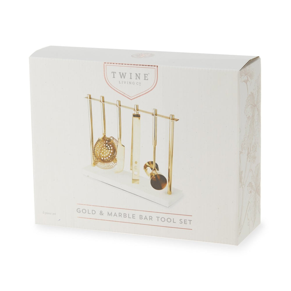 
                      
                        Twine Living 4 - Piece Bar Tool Set in Gold with Marble and Stainless Steel Stand - lily & onyx
                      
                    