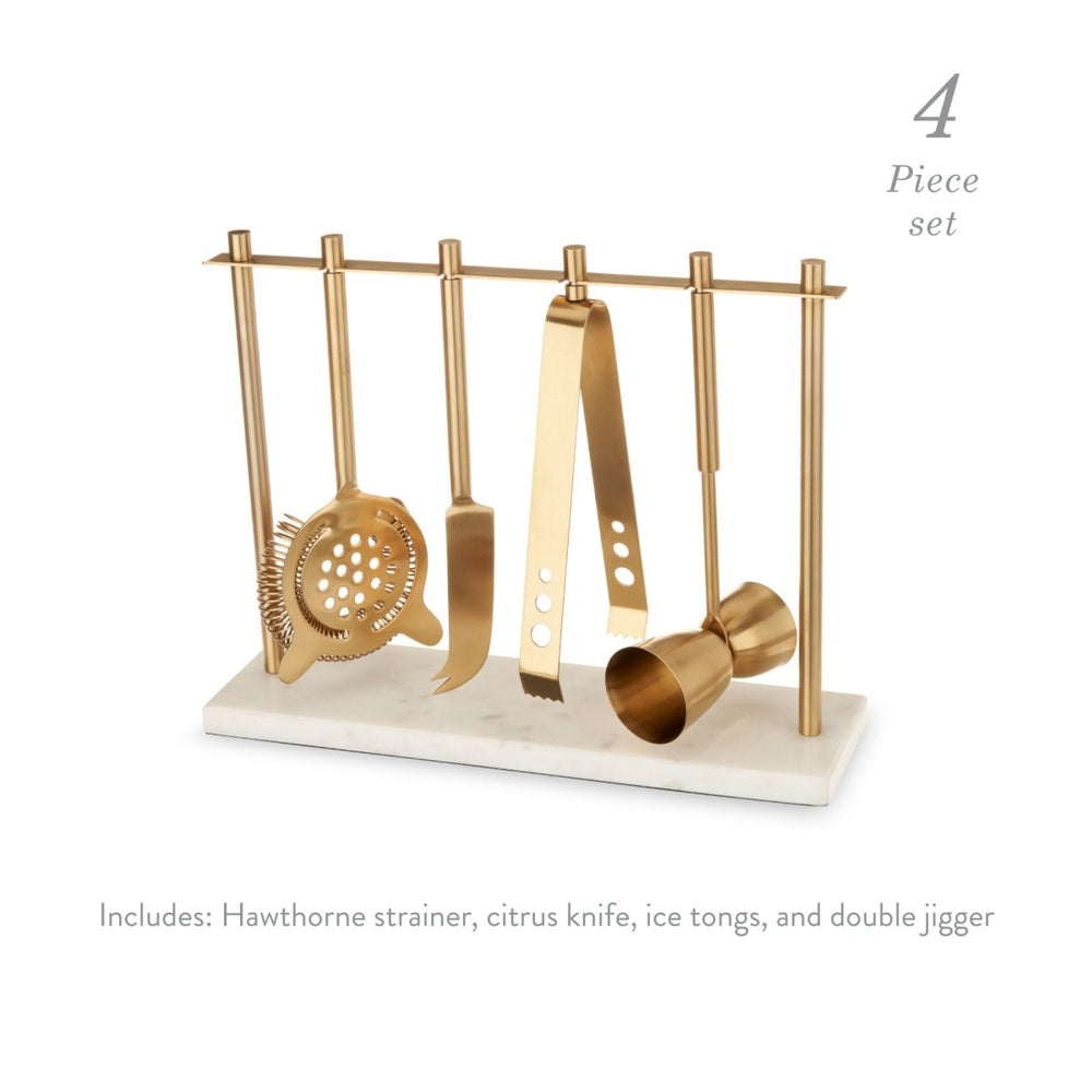 
                      
                        Twine Living 4 - Piece Bar Tool Set in Gold with Marble and Stainless Steel Stand - lily & onyx
                      
                    