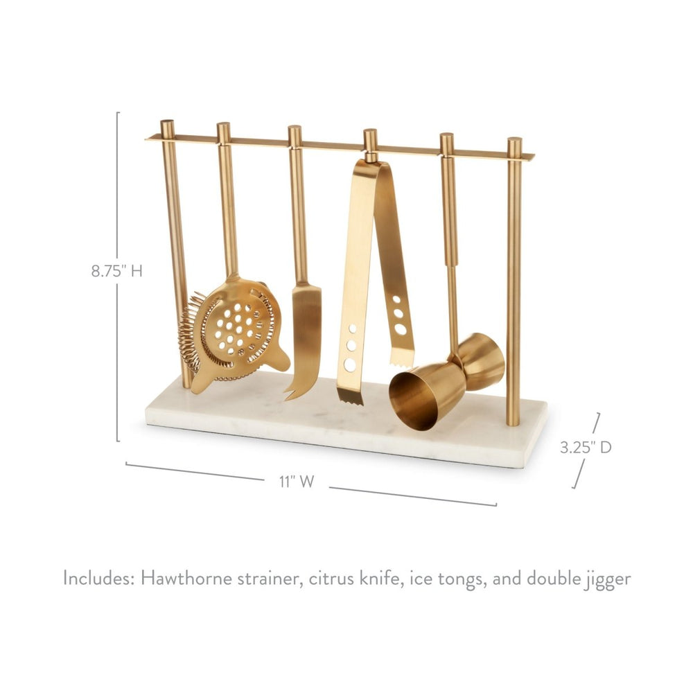 
                      
                        Twine Living 4 - Piece Bar Tool Set in Gold with Marble and Stainless Steel Stand - lily & onyx
                      
                    