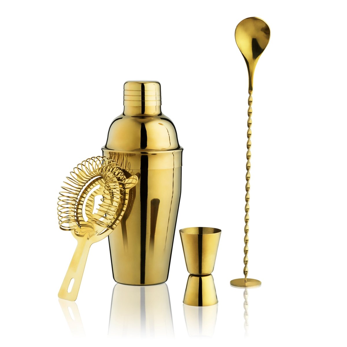 True 4 - Piece Mixologist Barware Set, Gold - lily & onyx