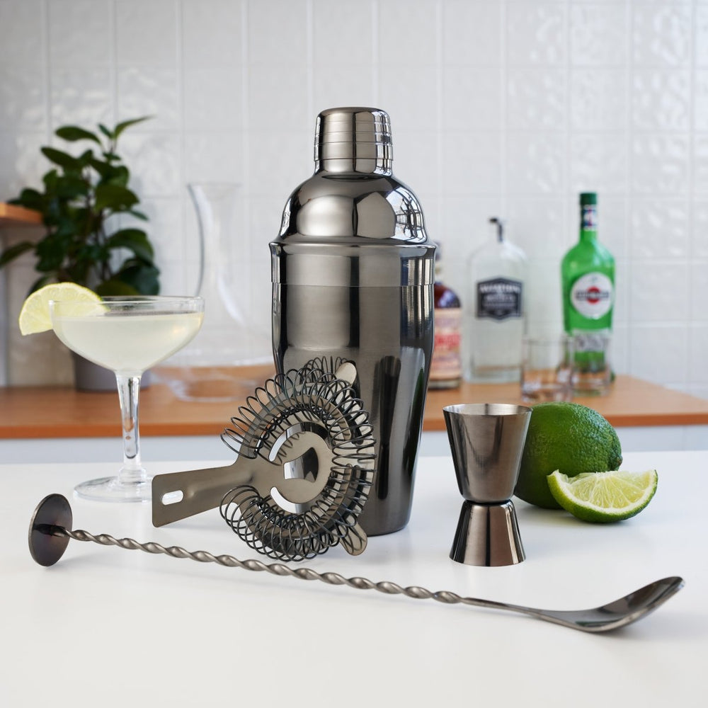True 4 - Piece Mixologist Barware Set, Gunmetal - lily & onyx