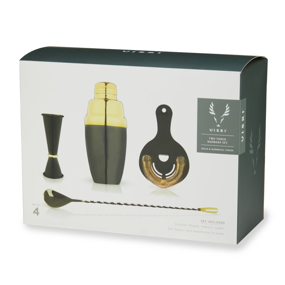 
                      
                        Viski 4 - Piece Stainless Steel Barware Set in Black & Gold - lily & onyx
                      
                    