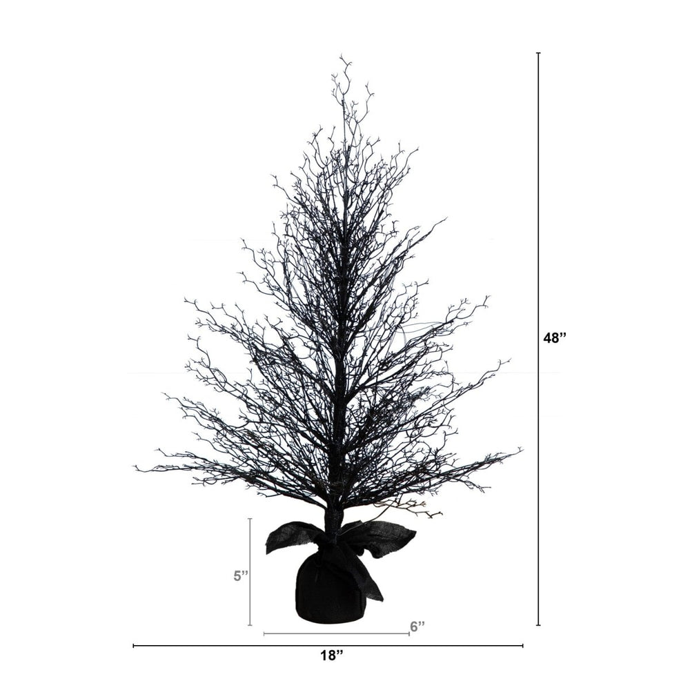 
                      
                        Nearly Natural 4’ Pre - Lit Halloween Black Twig Artificial Fall Tree in Burlap Planter with 63 Warm White LED Lights - lily & onyx
                      
                    